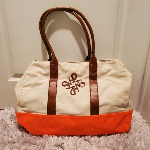 Simply Vera Wang Cream, Neon Orange Beach Tote - Picture 1 of 5